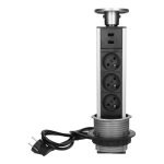 T&ouml;&ouml;riistad ja m&otilde;&otilde;teseadmed // Uued tooted t&ouml;&ouml;riistade, tarvikute kategoorias // Gniazdo meblowe -8cm wysuwane z blatu z ładowarką USB i przewodem 1,8m, 3x2P+Z, 2xUSB