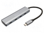 Hub USB | USB C socket x4,USB C plug | USB 3.1 Gen 1 | grey | 5Gbps