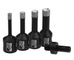 Set of diamond hole saws 6, 8, 10, 12mm + adapter