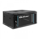 Qoltec RACK Cabinet 19" | 4U | 600 x 280 x 450 | Tempered doors | Hanging | Steel case | Lock | Black