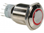 ROUND METAL PUSH BUTTON SPDT 1NO 1NC - RED RING