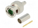 Connector: BNC | plug | straight | 75&Omega; | crimped | Contacts: brass