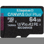 Kingston microSDXC Canvas Go! Plus Gen4 Memory Card /  64GB A2 U3 V30 / + adapter