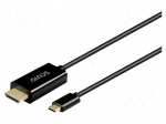 Cable | HDMI plug,USB C plug | Full HD 1080p,UHD 2160p | 2m | black