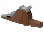 Crocodile clip | 36A | brown | Grip capac: max.40mm | Socket size: 4mm