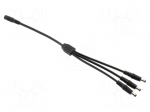 Cable | 2x0.75mm2 | DC 5,5/2,1 plug x3,DC 5,5/2,1 socket | black