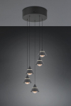 Trio Romeo LED piekarama lampa 5-pc matt black brushed steel 337030532 4017807667806