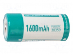 Re-battery: Li-Ion | 18350 | 3.6V | 1500mAh | Socket USB | &Oslash;18.5x42mm