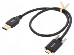 Cable | USB A plug,USB C plug | 0.5m | black | 24AWG,30AWG | 10Gbps