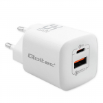 GaN ULTRA 35W laadija | 5-20V | 2.25-3A | 1 x USB Type-C PD | 1x USB QC 3.0 | Valge | QOLTEC