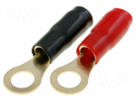 Terminal: ring | M8 | 22mm2 | gold-plated | insulated | red and black