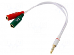 Cable | Jack 3.5mm 3pin socket x2,Jack 3,5mm 4pin plug | 0.2m
