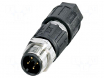 Connector: M12 | plug | PIN: 4 | 125V | straight | IP65 | IDC | A code | 4A