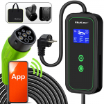 Kaasaskantav elektriauto laadija Type 2 | 3,5 kW | 230 V | Schuko 16A | Wi-Fi | LCD | 2-in-1 | Qolte