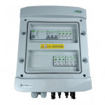 Switchgear attached DCAC hermetic IP65 EMITTER with Noark 1000V type 2 DC surge arrester, 2 x PV string, 2 x MPPT // og. AC Noark Type 2, 10A 3-F, RCD Type A 40A/300mA
