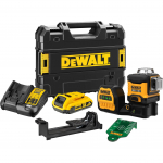 DEWALT battery-powered multi-line laser 3x360&deg; DCE089D1G18-QW, 18 volts, cross line laser (black/yellow, with green laser lines)
