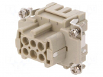 Connector: HDC | contact insert | female | DE | PIN: 6 | 6+PE | size D6B