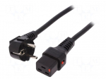Cable | CEE 7/7 (E/F) plug angled,IEC C19 female | 2m | black | PVC