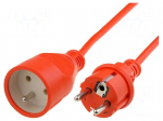 Extension lead | Sockets: 1 | PVC | orange | 3x1,5mm2 | 10m | 16A