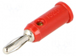 Plug | 4mm banana | 5A | 5kV | red | Max.wire diam: 3mm | 1pcs.
