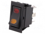 ROCKER | SPDT | Pos: 2 | ON-ON | 20A/12VDC | black | neon lamp,point | 50m&Omega;