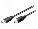 Cable | USB 3.0 | USB A plug,USB B plug | 0.25m | black