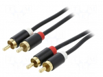 Cable | RCA plug x2,both sides | 1m | Plating: gold-plated | black