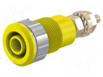 Laboratory connector: 4mm banana | socket | 1kV | 32A | yellow | brass