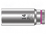 Socket | socket spanner | HEX 14mm | 1/4" | Socket bit length: 50mm