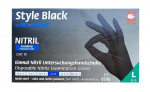 Nitrila cimdi Style Black, L izmērs, bez pūdera, melni, 100gab.