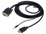 Cable | D-Sub 15pin HD plug,HDMI plug,Jack 3.5mm 3pin plug
