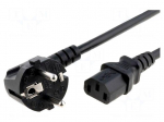 Cable | 3x1mm2 | CEE 7/7 (E/F) plug angled,IEC C13 female | PVC