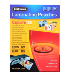 Laminē&scaron;anas plēves Fellowes, 83x113mm, 125mkr, glancētas, 100 gab.