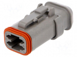 Connector: wire-wire | plug | female | DT | PIN: 4 | IP68 | for cable | grey