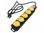 Plug socket strip: supply | Sockets: 5 | 250VAC | 16A | black,yellow