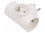 Connector: AC supply | splitter | 2P+PE | 250VAC | 16A | white
