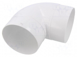 Round elbow bend | ABS | white | &Oslash;100mm | 90&deg;