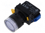 Switch: push-button | 22mm | Stabl.pos: 1 | NO | white | LED | IP65 | YW