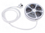 Extension lead | 3G1.5mm2 | 2m | PVC | white | Sockets no: 6 | 16A