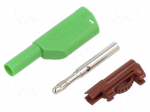 Laboratory connector: 4mm banana | plug | 32A | 1kV | green | insulated