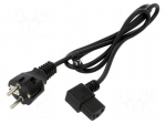 Cable | 3x0.75mm2 | PVC | 1.2m | black | 10A | 250V | Type: UNI-Schuko plug