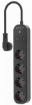 Gembird Smart Power Strip with USB Charger 4 Sockets Black