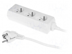 Extension lead | 3x1mm2 | 1.5m | PVC | white | Sockets no: 3 | 10A