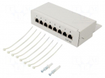 Patch panel | grey | Number of ports: 8 | Cat: 6a | RJ45 socket x8