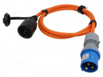 Extension lead | 3G2.5mm2 | 1.5m | rubber | orange | Sockets no: 2 | 16A
