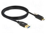 Cable | USB A plug,USB C plug | 1.5m | black | 24AWG,30AWG | 10Gbps