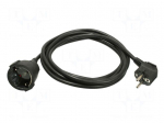 Extension lead | 3G1.5mm2 | 3m | PVC | black | Sockets no: 1 | 16A