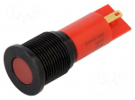 Indicator: LED | flat | red | &Oslash;16mm | IP67 | Q16 | brass | &Oslash;LED: 10mm | 10mcd