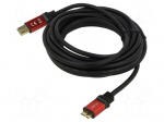 Cable | USB A plug,USB B micro plug | gold-plated | 5m | black | metal