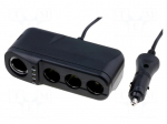 Cigarette lighter splitter | car lighter socket x4 | 10A | black